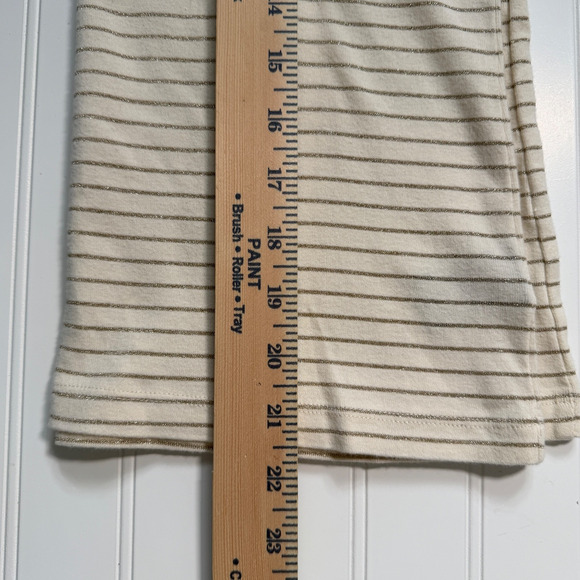 LRL Ralph Lauren Womens Medium Cream Gold Stripe Long Sleeve Henley Top Classic - Picture 8 of 9